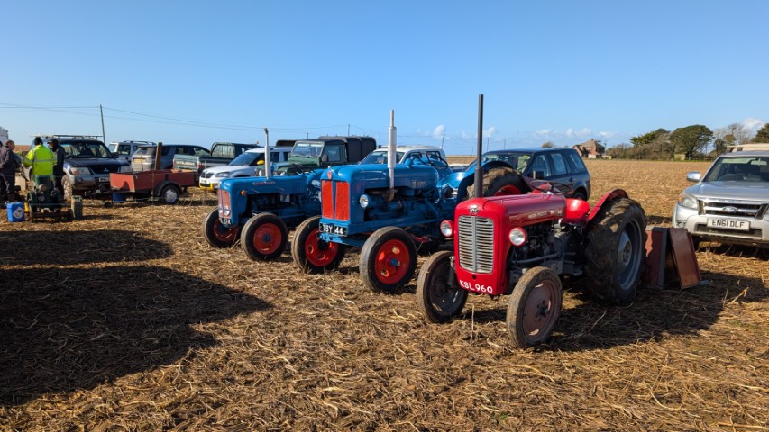 A display of static engines and vehicles from Vectis Vintage Tractor and Engine Club