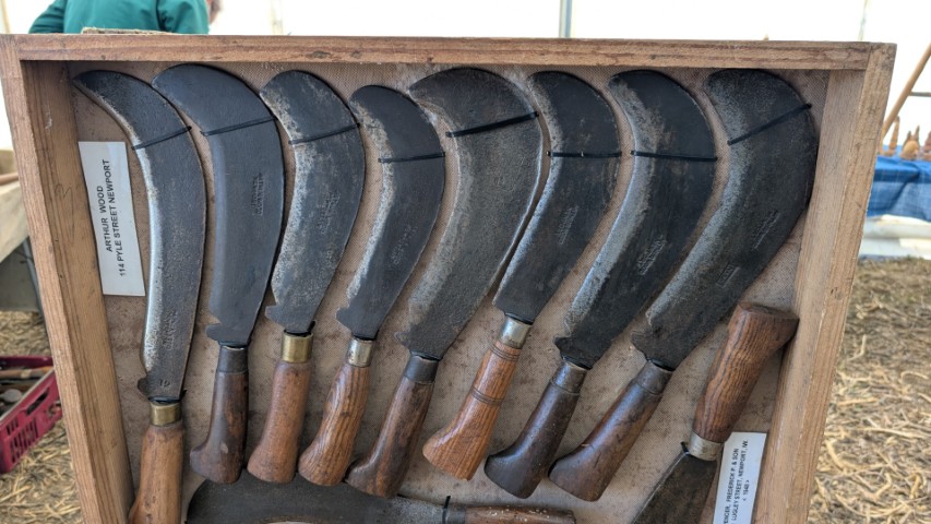 A display of billhooks from Ralph Griffin